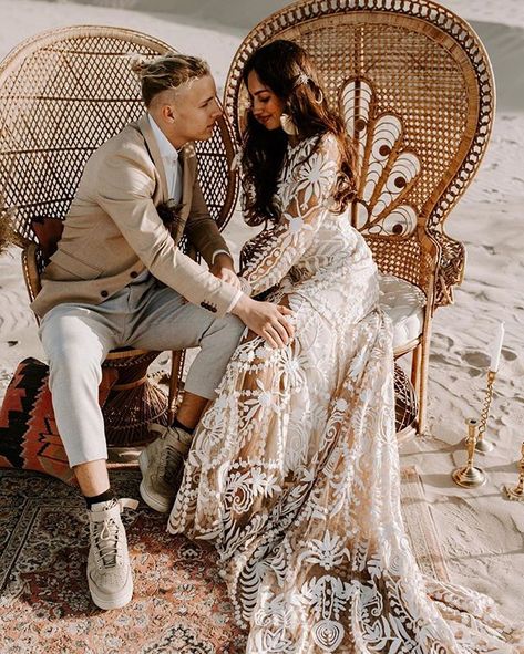 Wedding Photo Magazine (@weddingphotomag) • Instagram photos and videos Safari Theme Wedding, Mia Wedding Dress, Desert Wedding Dress, Wedding Planning Boards, Long Sleeve Lace Wedding Dress, Sleeve Lace Wedding Dress, Safari Wedding, Joshua Tree Wedding, Western Wedding Dresses