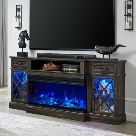 Wayfair | Fireplace TV Stands & Entertainment Centers You'll Love in 2024 Farmhouse Tv Stand With Fireplace, Tv Stand With Fireplace, Fireplace Dimensions, Fireplace Glass Doors, Glass Tv Stand, Media Entertainment Center, Farmhouse Tv, Farmhouse Tv Stand, Television Stands