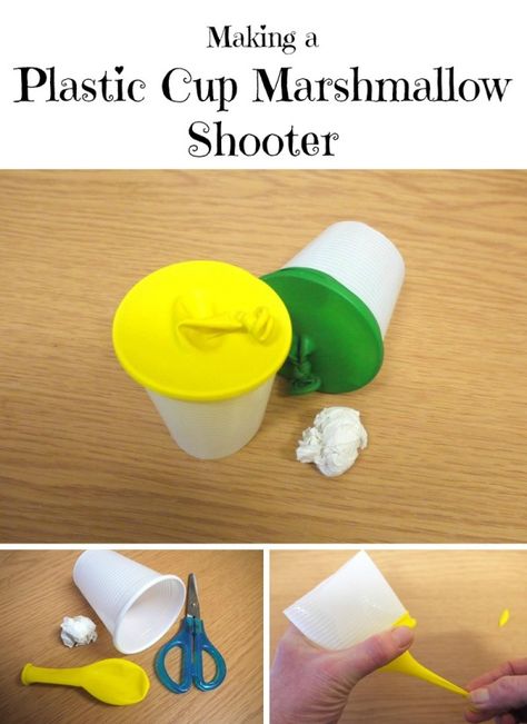 This is a guide about making a plastic cup marshmallow shooter. You can easily make a fun and safe projectile toy with plastic cups and marshmallows. Plastic Cup Crafts, Marshmallow Shooter, Diy Carnival, Games For Boys, Trendy Diy, Cup Crafts, Diy Cups, Carnival Games, Diy Games