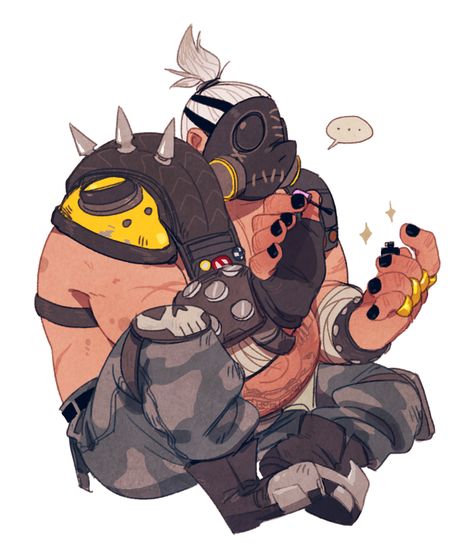 Roadhog Overwatch, Junkrat Fanart, Junkrat And Roadhog, Overwatch Fan Art, Overwatch 2, Fat Man, Overwatch, Funny Cute, Digital Artist