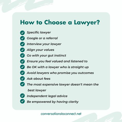 It is natural to have concerns around which lawyer to retain, what the fees will likely be and whether they will give you the best advice possible. Here are our tips on how you should choose the right lawyer for you! conversationstoconnect.net/our-conversations/54piqfv5yd2mj1t90o2kvpgg88dij3 #lawyer Law School Inspiration, Business Lawyer, Good Lawyers, The Best Advice, Best Advice, School Inspiration, Legal Advice, Law School, Choose The Right