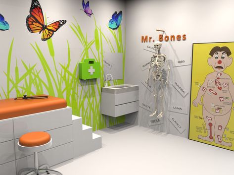 Pediatric Waiting Room Ideas, Pediatric Office Decor, Pediatrics Office, Medical Room, Children Hospital Design, Pediatric Office, Pediatrician Office, Soft Play Centre, Children's Clinic