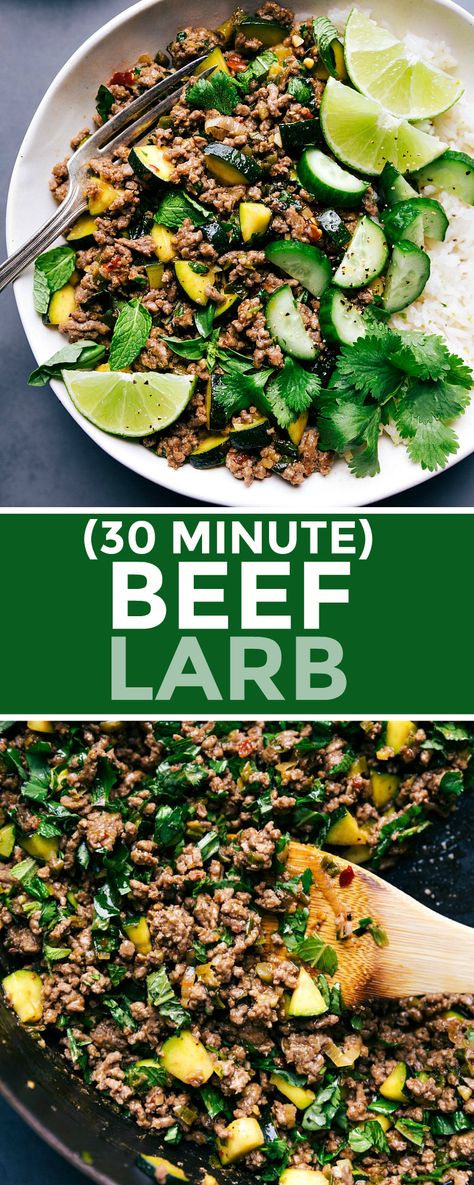 Ground Beef Larb, Ground Beef Recipes Thai, Thai Laab Recipe, Thai Recipes Beef, Beef Larb Recipe Thai, Ground Beef Thai Recipes, Larb Recipe Thai Authentic, Laab Salad Recipe, Thai Larb Recipe