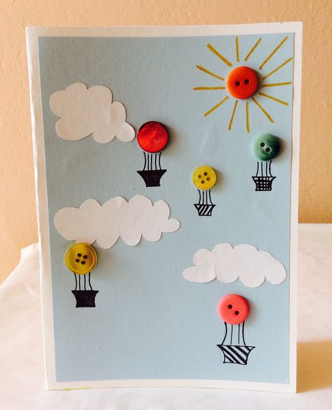 Birthday Cards With Buttons, Cards Ideas Handmade, Birthday Card Making, Student Conference, Buttons Crafts Diy, Happy Birthday Cards Handmade, Art And Craft Ideas, Birthday Card Craft, Hand Crafts For Kids