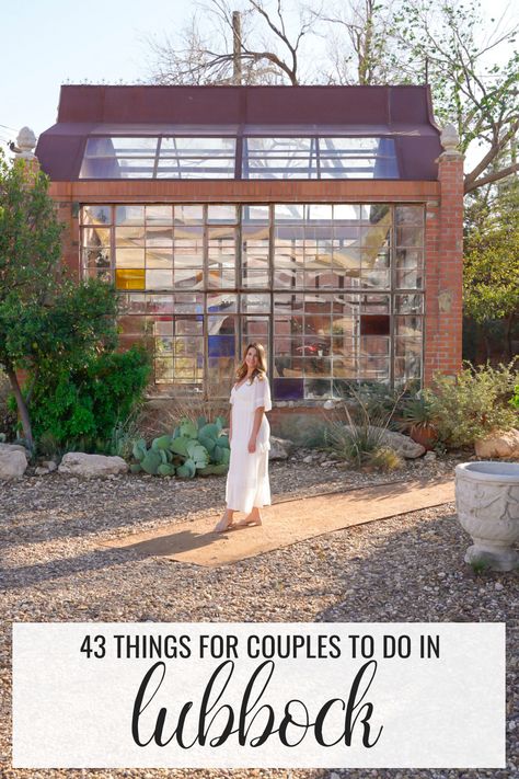 Outside of a romantic greenhouse at the Nicolett Restaurant, one of the best things to do in Lubbock, Texas for couples. Texas Travel Guide, Date Idea, Lubbock Texas, Cheap Things To Do, Lubbock Tx, Weekend Activities, Texas Travel, Date Ideas, Free Things To Do