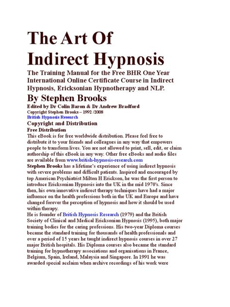 The Training Manual for the Free BHR One Year International Online Certificate Course in Indirect Hypnosis, Ericksonian Hypnotherapy and NLP. Hypno Toad, Hypnotherapy Scripts, Hypnosis Scripts, Covert Hypnosis, Online Certificate, Learn Hypnosis, Verbal Behavior, Nlp Techniques, Counselling Tools