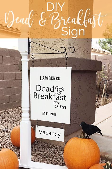 Dead And Breakfast Sign, Breakfast Halloween, Dead And Breakfast, Jen Lawrence, Make Your Own Sign, Wood Post, Alphabet Stickers, Halloween Yard, Michael Store