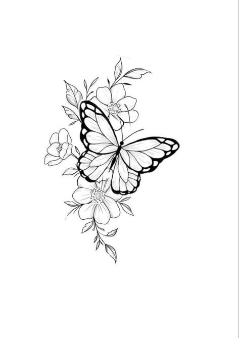 Mirror Flower Tattoo, Butterfly Flower Design, Butterfly And Daisy Tattoo, Butterfly With Flower Tattoo, Tattoo Butterfly Ideas, Flowers Butterfly Tattoo, Flowers And Butterflies Tattoos, Butterfly And Flower Tattoo Designs, Butterfly Tattoo With Flowers