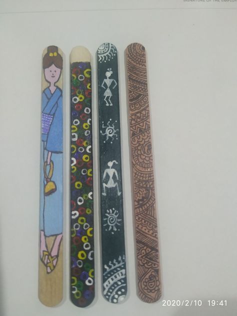 Popsicle stick painting Icecreamsticks Crafts, Stick Painting, Popsicle Stick Art, Stick Art, Popsicle Stick, Popsicle Sticks, Popsicles, Art Work, Crochet Patterns