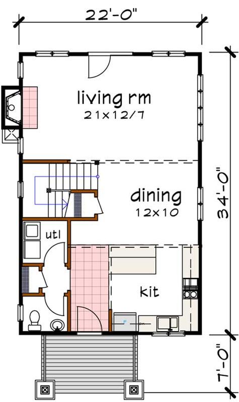 Craftsman House Plan - 3 Bedrooms, 2 Bath, 1459 Sq Ft Plan 16-310 3 Story House Plans, Wide House Plans, 3 Story House, Wide House, Narrow Lot House, Southern House, House Plans 3 Bedroom, Monster House Plans, Monster House