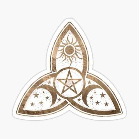 Triquetra Triple Moon Ornament with Pentagram • Millions of unique designs by independent artists. Find your thing. Moon Ornament, Wiccan Tattoos, Pagan Witch, Triple Moon, Sticker Design, Decorate Laptops, Sell Your Art, Kiss Cut, Vinyl Decal Stickers