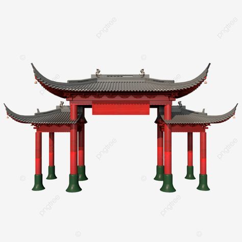 Chinese Gates Entrance, Japanese Gates Entrance, Chinese Gate, Ephemera Ideas, Tori Gate, Chinese Pavilion, Japanese Gate, Chinese Buildings, Dragon Gate