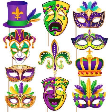 Mardi Gras Party Favors, Mardi Gras Photos, Mardi Gras Crafts, Party Fotos, Shrove Tuesday, Jester Hat, Mardi Gras Decorations, Mardi Gras Party, Mardi Gras Mask