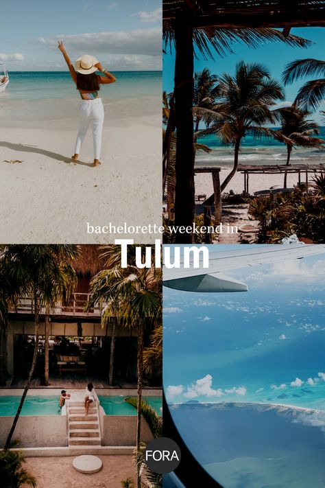 With the perfect mix of relaxation and party vibes, and a special emphasis on wellness and incredible food, Tulum is the perfect destination for a Bachelorette trip! Get all the insight for a weekend itinerary to this Mexico hot spot with this ultimate guide. Find out how to pay the same (no, really!) and get WAY more when you have a Fora advisor plan your trip to Tulum at foratravel.com. Tulum Bachelorette Party, Bachelorette Mexico, Tulum Bachelorette, Travel Agent Career, Bachelorette Party Itinerary, Bachelorette Party Destinations, Cancun Airport, Tulum Hotels, Bachelorette Itinerary