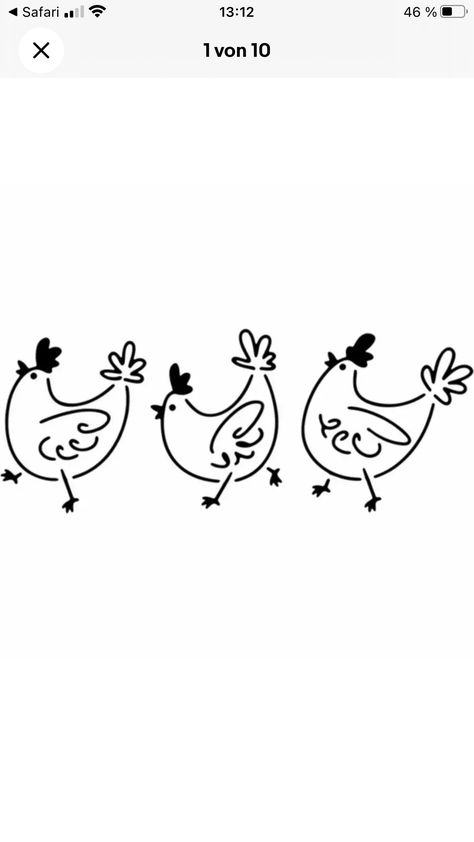 Chicken Tracks Tattoo, Chicken Embroidery Patterns Free, Chicken Tattoo Ideas Simple, Chicken Doodle Art, Simple Chicken Tattoo, Chicken Line Drawing, Chicken Doodle Drawing, Funny Chicken Drawing, Simple Chicken Drawing