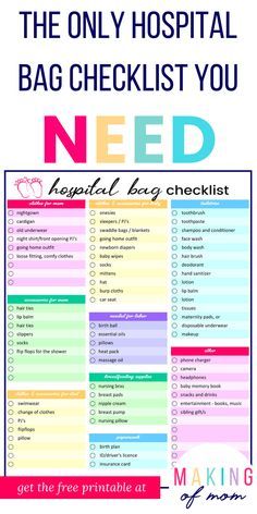 Are you ready for your baby's birth? Here's a hospital bag checklist  and printable that will help you get packing and have you ready for labor and delivery! via @makingofmom Labor And Delivery Bag Checklist, After Delivery Outfit For Mom, Diaper Bag Checklist Newborn Hospital, Baby Hospital Outfits, Baby Hospital Bag Checklist, Baby Tate, Hospital Bag For Mom To Be, Baby Hazel, Baby Hospital Bag