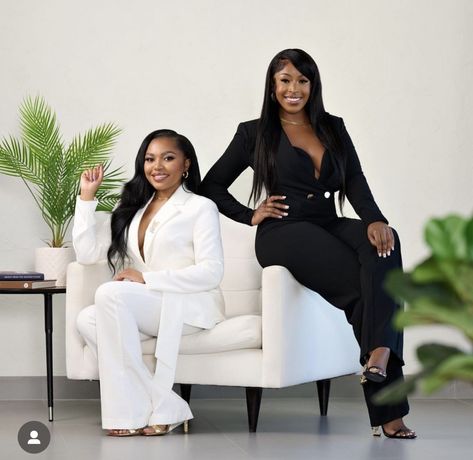 Sister Business Photoshoot, Ministry Photoshoot Ideas, Black Female Business Owner Aesthetic, Business Partner Aesthetic, Black Women Professional Photoshoot, Professional Photoshoot Black Women, Luxury Business Photoshoot, Business Partner Photoshoot Black Women, 2 Business Women Photoshoot