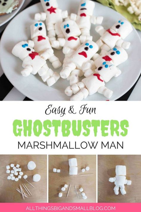 It's the only marshmallow I don't wanna stuff in my mouth immediately.. it's too beautiful. #Ghostbusters Ghostbusters Diy, Ghostbusters Marshmallow, Ghostbuster Birthday, Ghostbuster Party, Ghost Busters Birthday Party, Ghostbusters Birthday, Ghostbusters Birthday Party, Kids Halloween Party Decorations, Ghostbusters Theme