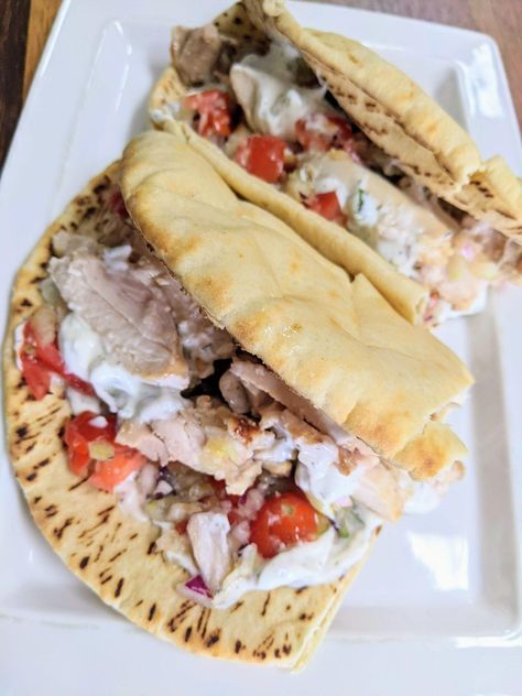 Easy Air Fryer Chicken Gyro Air Fryer Chicken Gyros, Easy Air Fryer Chicken, Chicken Gyro, Chicken Gyros, Easy Air Fryer, Chicken Kebabs, Tzatziki Sauce, Greek Chicken, Cucumber Tomato