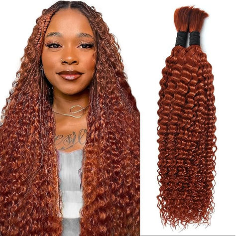 Human Braiding Hair for Boho Braids Ginger 350 16 Inch Curly Human Hair for Boho Braids 2 Bundles 100g Boho Hair for Braiding 100% Deep Wave Bulk Human Hair for Boho Knotless Braids (Ginger350,16inch) Ginger Boho Knotless Braids, Braids Ginger, Boho Knotless Braids, Boho Knotless, Boho Hair, Fulani Braids, Braids With Curls, Human Braiding Hair, Knotless Braids