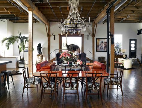 © Ken Fulk Ken Fulk, Celebrity Interior Design, San Francisco Design, Interior Design Process, Long Sofa, Timber Beams, Living In San Francisco, Come With Me, Loft Living