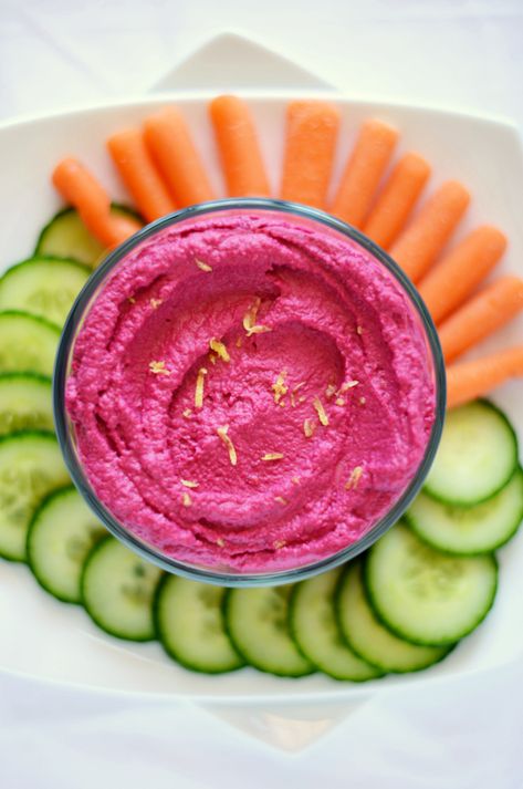 Roasted Beet Hummus Roasted Beet Hummus, Beet Hummus, Minimalist Baker, Roasted Beets, Hummus Recipe, Appetizer Snacks, Beets, Crackers, Potato Salad