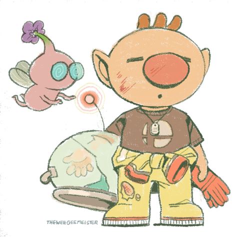 Olimar and winged pikmin Pikmin Fanart, Pikmin Art, Pikmin 4, Nintendo Fan Art, I Love Games, V Games, Nintendo Art, Super Smash Brothers, Smash Brothers