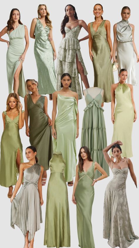 Bridesmaid Color Palette, Green Wedding Guest Dresses, Mexico City Wedding, Wedding Guess, Green And White Wedding, Bridal Party Groomsmen, Classy Street Style, Bridesmaid Colors, Bridesmaid Inspiration