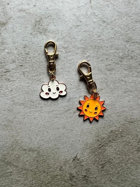 Lucky Charm Gifts, Sun And Clouds, Pink Accessories, Book Bag, Purse Charms, Zipper Pulls, Star Charms, Flower Gift, Key Ring