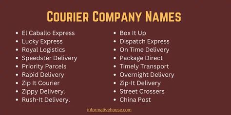 399+ The Most Creative Courier Company Names Ever Made Honey Name, Names For Companies, Company Names Ideas, Unique Business Names, Brick Companies, Football Names, Honey Brand, Brand Values, Name Boards