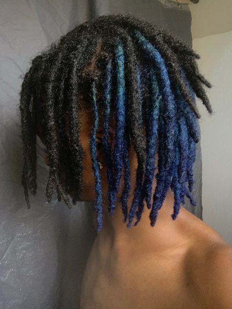 Dark Blue Locs, Blue Dreadlocks, Blue Dreads, Mens Dreads, Purple Dye, Blue Tips, Mens Braids Hairstyles, Mens Braids, Dreadlock Hairstyles