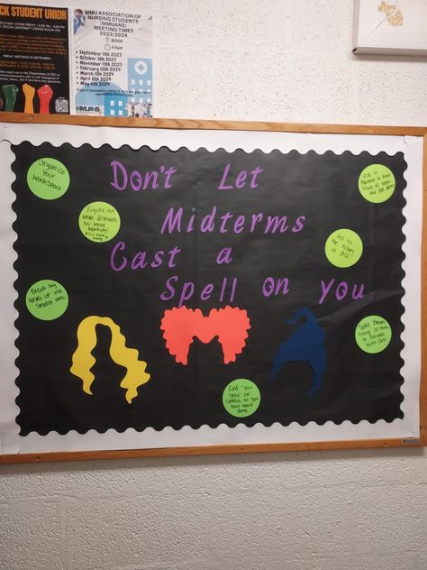 Don't let midterms cast a spell on you Ra Bulletins, Ra Bulletin Boards, Cast A Spell, November 13, Nursing Students, Bulletin Boards, Bulletin Board, Don't Let, It Cast