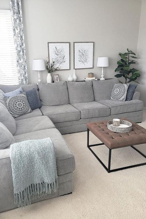 Living Room Decor Gray, Couch Design, Modern Farmhouse Living Room, Small Living Room Decor, Living Room Decor Cozy, Home Design Living Room, Blue Living Room, Living Room Design, Living Room Decor Apartment