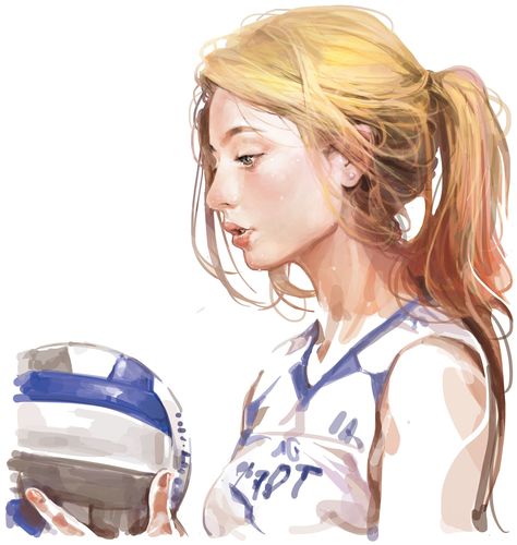 Volleyball Match - Sport Women Heros Volley Ball Team Blonde Girl (Digital Painting in Photoshop) 女排 #GirlPortrait #DigitalArt #Man僧 #Hong Kong Blonde Volleyball Girl, Digital Painting In Photoshop, Volleyball Drawing, Painting In Photoshop, Volleyball Match, Volleyball Girl, Volleyball Poses, Volleyball Inspiration, Female Volleyball Players