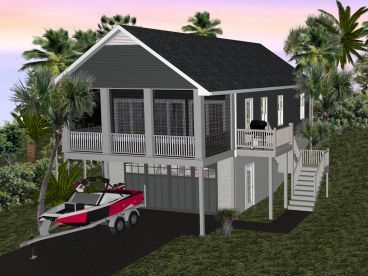 Garage Plan with Boat Storage, 049G-0002 House Over Garage Plans, Garage Adu, Garage Blueprints, Above Garage Apartment, Carriage Garage, Apartment Garage, Loft Plans, Rv Garage Plans, Beach House Flooring