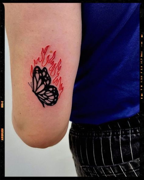 Butterfly Tattoo With Flames - Butterfly Tattoos Inspiration Butterfly In Flames Tattoo, Butterfly With Fire Tattoo, Flaming Butterfly Tattoo, Butterfly Flame Tattoo, Butterfly Tattoo Designs Men, Burning Butterfly Tattoo, Butterfly With Flames, Fire Butterfly Tattoo, Butterfly On Fire Tattoo