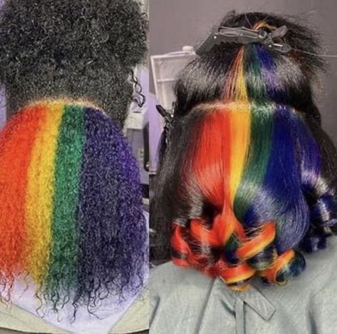 Coily Hair Care, Peekaboo Hair Colors, Peekaboo Hair, Natural Hair Stylists, Bold Hair Color, Rainbow Hair Color, Multi Colored Hair, Dyed Hair Inspiration, Human Wigs