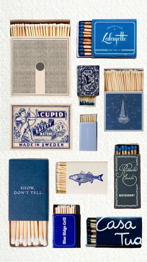 collage of blue matchboxes College Poster, Blue Things, Painting Aesthetic, Matchbox Art, College Apartment Decor, Photo Wall Collage, Retro Designs, Journal Design, New Poster