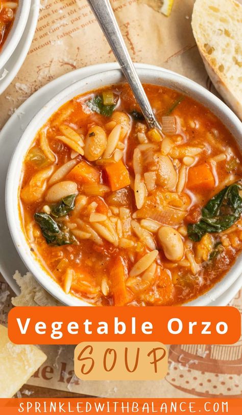 Vegetable Orzo Soup Vegetable Orzo Soup, Vegetable Orzo, Zucchini Pasta Recipes, Orzo Soup, Zucchini Soup, Work Lunches, Zucchini Pasta, Crock Pot Soup, Main Course Recipes