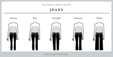 Rectangle Body Shape Jeans - the concept wardrobe Hourglass Body Shape Fashion, Hourglass Body Shape Outfits, The Concept Wardrobe, Pear Body Shape Outfits, Triangle Body Shape Outfits, Concept Wardrobe, Inverted Triangle Body Shape, Rectangle Body Shape, Triangle Body Shape