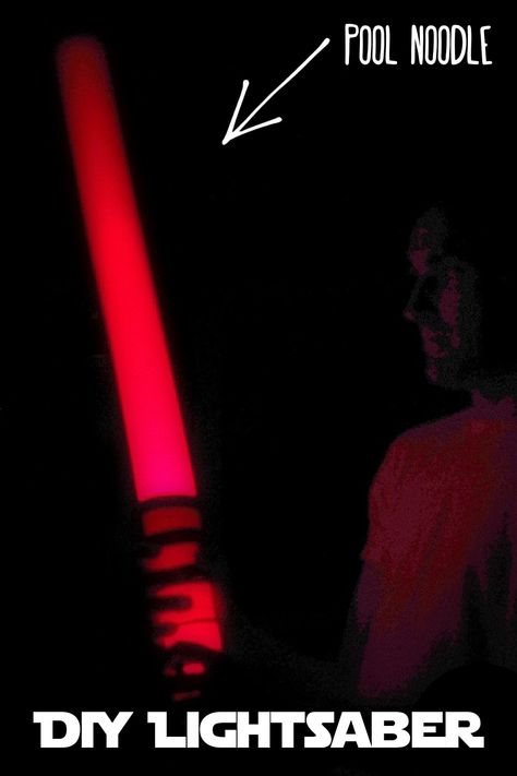 Easy & Fun DIY Pool Noodle Lightsabers | Kids Activities Blog How To Make Light Sabers Out Of Pool Noodles, Diy Light Saber Pool Noodle, Diy Lightsaber For Kids, Pool Noodle Lightsaber, Light Saber Diy, Glow Sticks In Pool, Pool Noodle Games, Diy Lightsaber, Cousin Camp