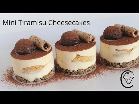 Mini Truffle Desserts, Mini Tiramisu Cheesecake, Chocolate Mini Desserts, Tiramisu Ideas, Mini Tiramisu Cups, Cheesecake Ganache, Cute Mini Cakes, Chocolate Ganache Truffles, Ganache Truffles