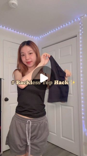 Nemo on Instagram: "Turning tank top into backless top hack ✨

#reels #reelsinstagram #fashion #fashionhacks #tanktop #fashionista #wearingvsstyling" Top Diy, Backless Top, No Sew, Tube Top, Business Women, Turning, Tank Top, Sewing, On Instagram