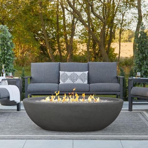 Real Flame Riverside 58-Inch Oval Natural Gas Fire Bowl - Shale - (Ships as Propane w/ NG Conversion Kit) - 592NG-SHL : BBQGuys Propane Fire Bowl, Propane Tank Cover, Concrete Bowl, Fire Pit Bowl, Real Flame, Propane Fire Pit, Gas Fire, Fire Bowls, Fire Glass