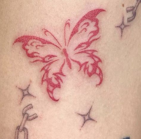 Borboleta Tattoo, Grunge Tattoo, Pretty Hand Tattoos, Sharpie Tattoos, 4 Tattoo, Red Ink Tattoos, Red Tattoos, Small Hand Tattoos, Cute Tattoos For Women