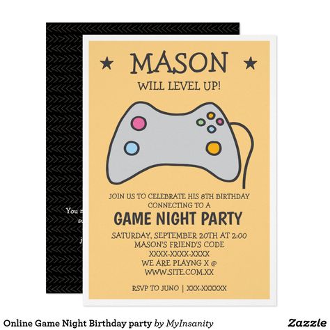 Online Game Night Birthday party Invitation