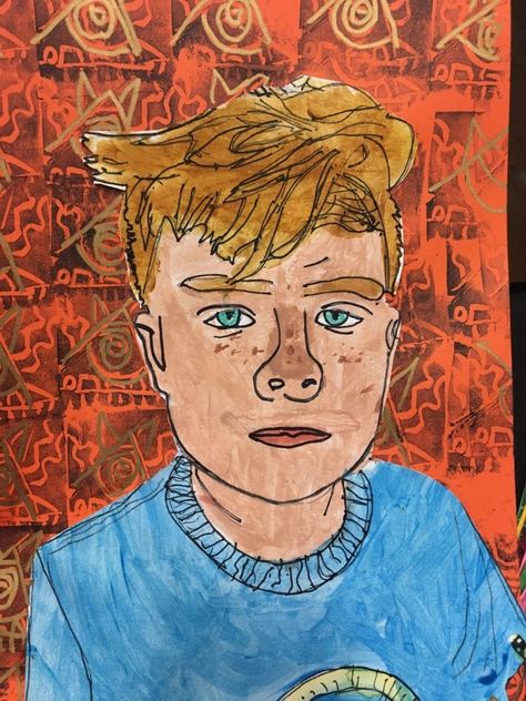 Self Portrait Art Grade 6, Year 6 Portrait Art, 3rd Grade Self Portrait Art Projects, 3rd Grade Self Portraits, Kehinde Wiley Art Lesson For Kids, Figure Proportions, Kindergarten Self Portraits, Self Portrait Kids, Portraits For Kids