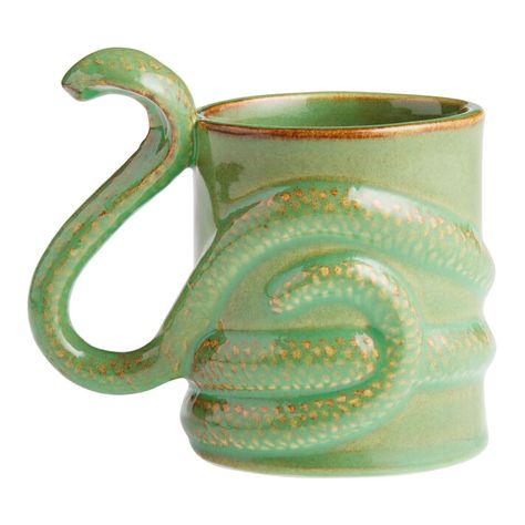 Green Snake Reactive Glaze Ceramic Mug - World Market Snake Handle Mug, Snake Mug, Mood Bored, Glaze Ideas, Pottery Inspo, Green Snake, Ceramics Ideas, Glaze Ceramics, Ceramic Ideas