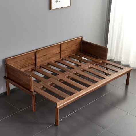 North American all-solid wood black walnut arhat bed small push-pull bed cherry sofa bed - AliExpress Trundle Daybed, Pullout Bed, Bed Loft, Sofa Bed For Small Spaces, Loft Flooring, Daybed Room, Diy Daybed, Sofa Bed Wooden, Bed Wooden