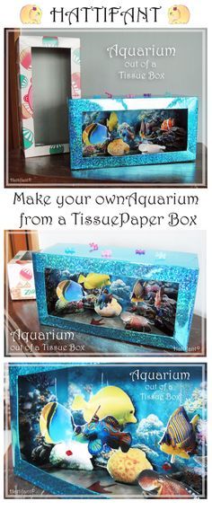 Prek Science, Diorama Kids, Aquarium Craft, Ocean Theme Crafts, Christmas Primitive Crafts, Tissue Paper Crafts, Diy Kids Games, Field Work, Aquarium Ideas